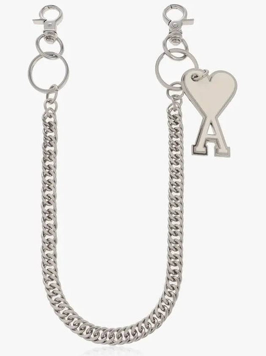 Logo Charm Chain Keyring Silver - AMI - BALAAN 2