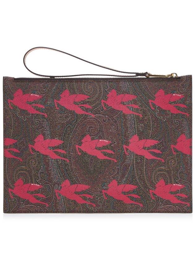 Paisley Pegasus Clutch Bag Brown Red - ETRO - BALAAN 4