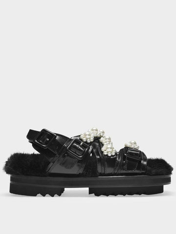 Multi-Strap Track Sandal in Black Pearl Leather - SIMONE ROCHA - BALAAN 1