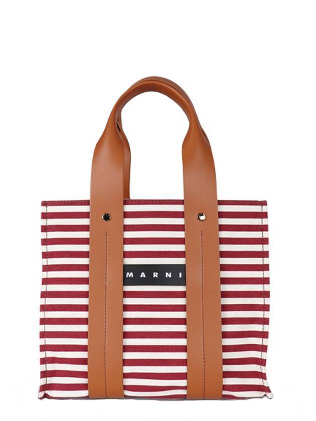 Button Stripe Small Tote Bag Red - MARNI - BALAAN 1