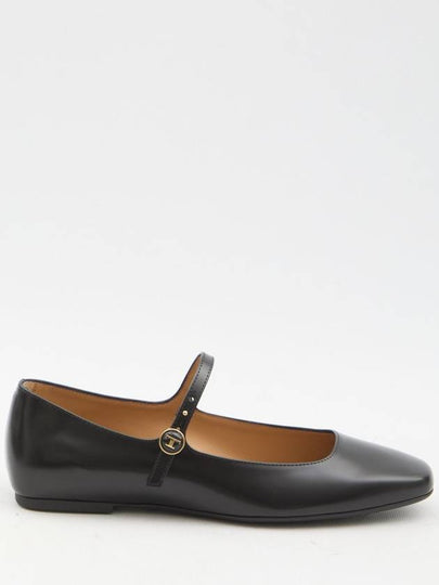 T Logo Mary Jane Flat Black - TOD'S - BALAAN 2