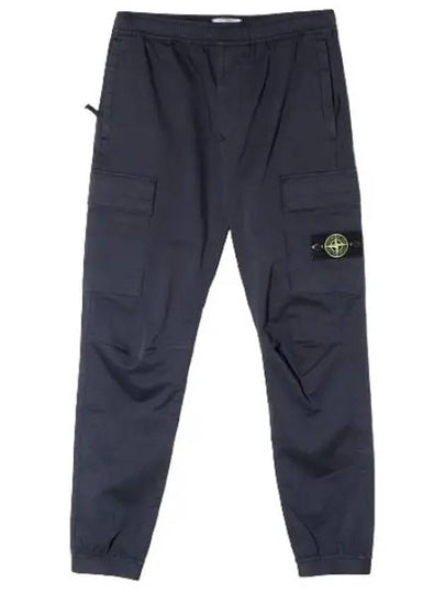 Stretch Cotton Wool Satin Cargo Straight Pants Navy - STONE ISLAND - BALAAN 2