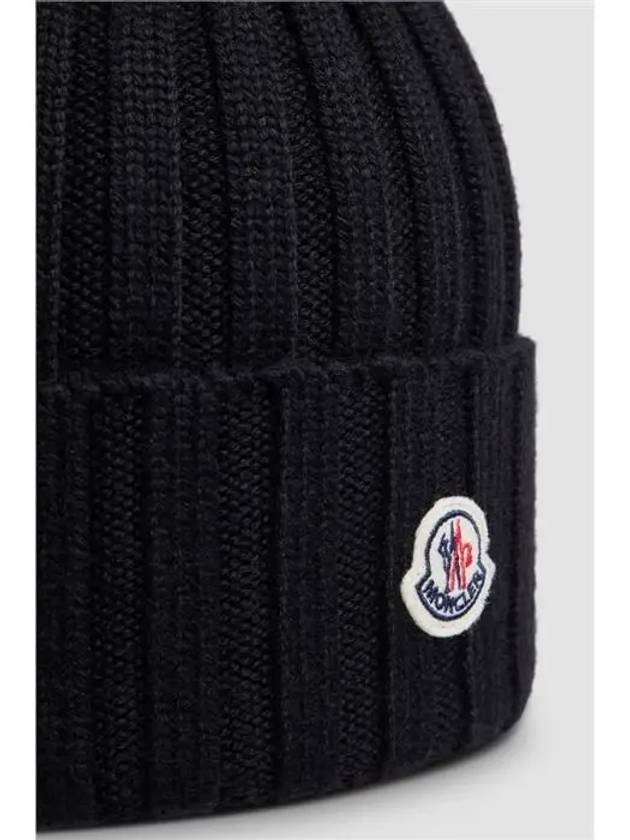 3B00027 M1131 Logo Patch Wool Pom Beanie - MONCLER - BALAAN 3