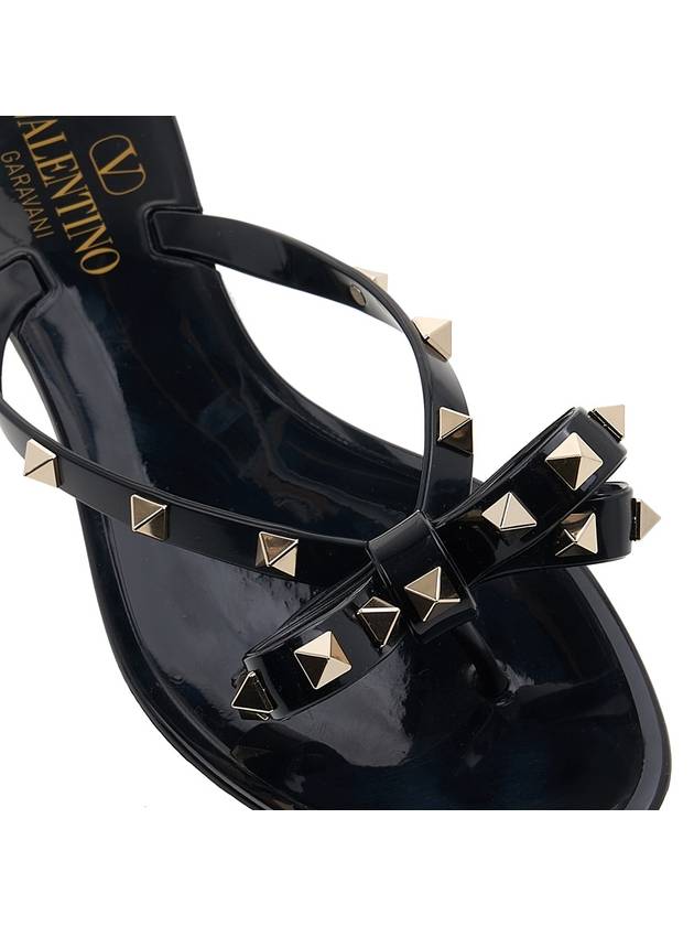 Rubber Rockstud Flip Flops Black - VALENTINO - BALAAN 9