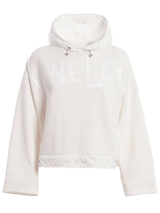 Women's Overfit Logo Hooded Top White - MONCLER - BALAAN 1