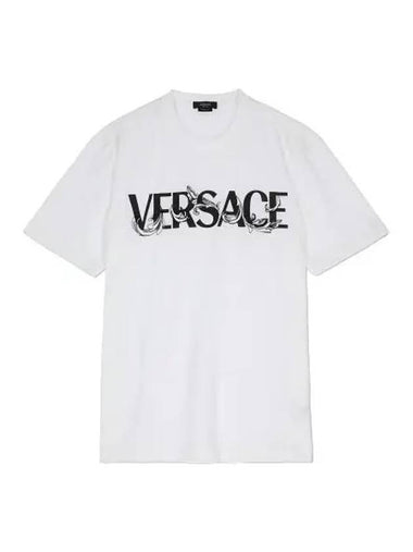 Barocco Silhouette Logo T Shirt White - VERSACE - BALAAN 1