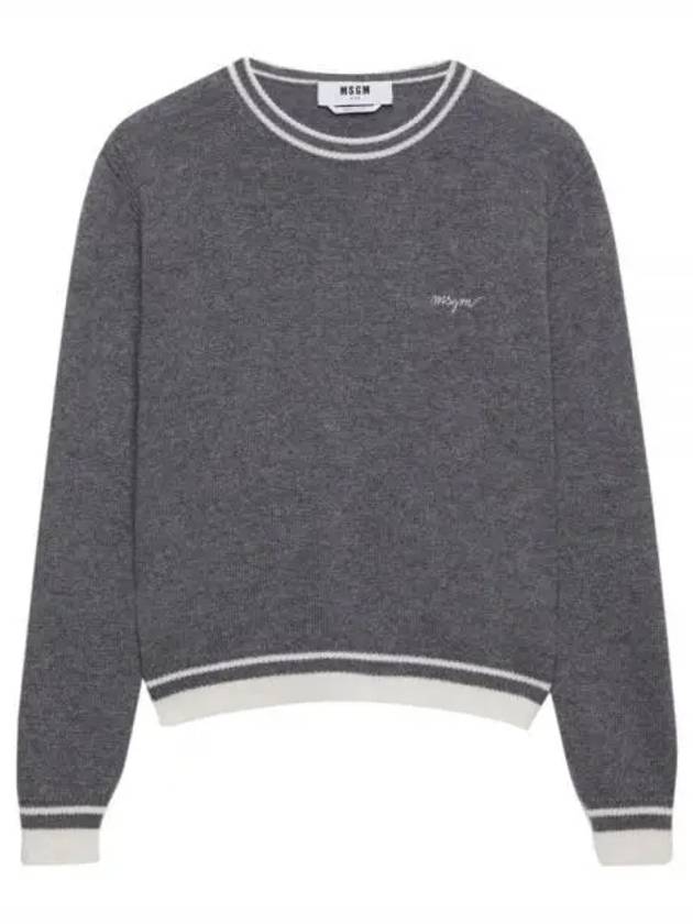 Embroidered Logo Knit Top Grey - MSGM - BALAAN 2