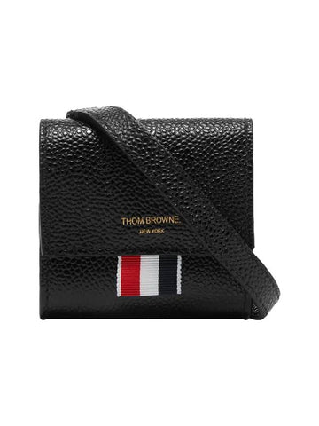 Pebble Grain Leather Mini Pouch Bag Black - THOM BROWNE - BALAAN 1