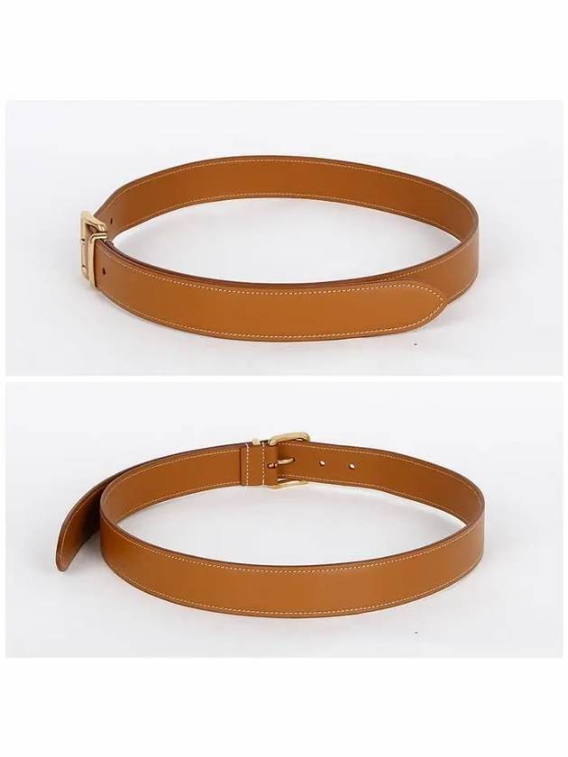 Metal Buckle Logo Leather Belt Brown - MIU MIU - BALAAN 4