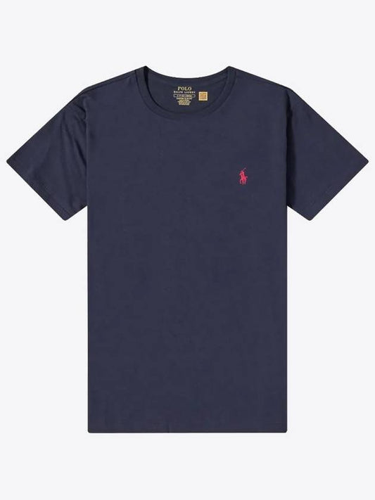 Polo Men s Red Pony Logo Embroidered Slim Fit Short Sleeve T Shirt Navy 710680785004 - RALPH LAUREN - BALAAN 1