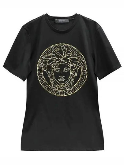 Women's Medusa Studded Short Sleeve T-Shirt Black - VERSACE - BALAAN 2