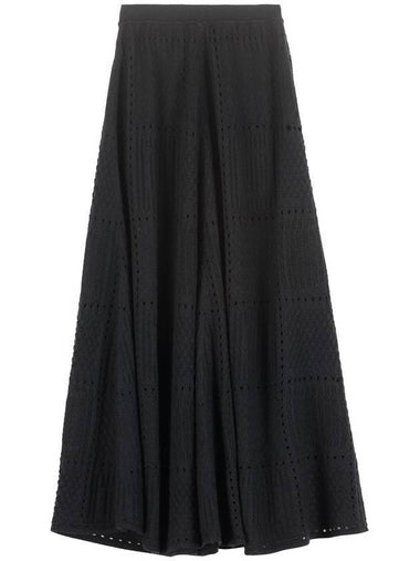 full embroidery knit A-line skirt black - CHLOE - BALAAN 1