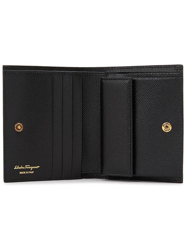 Gancini Compact Half Wallet Black - SALVATORE FERRAGAMO - BALAAN 5