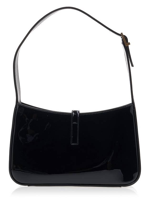 Le 5A 7 Shiny Leather Hobo Shoulder Bag Black - SAINT LAURENT - BALAAN 4