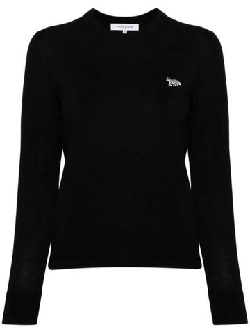 Women's Baby Fox Patch Regular Knit Top Black - MAISON KITSUNE - BALAAN 1