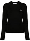 Women's Baby Fox Patch Regular Knit Top Black - MAISON KITSUNE - BALAAN 1