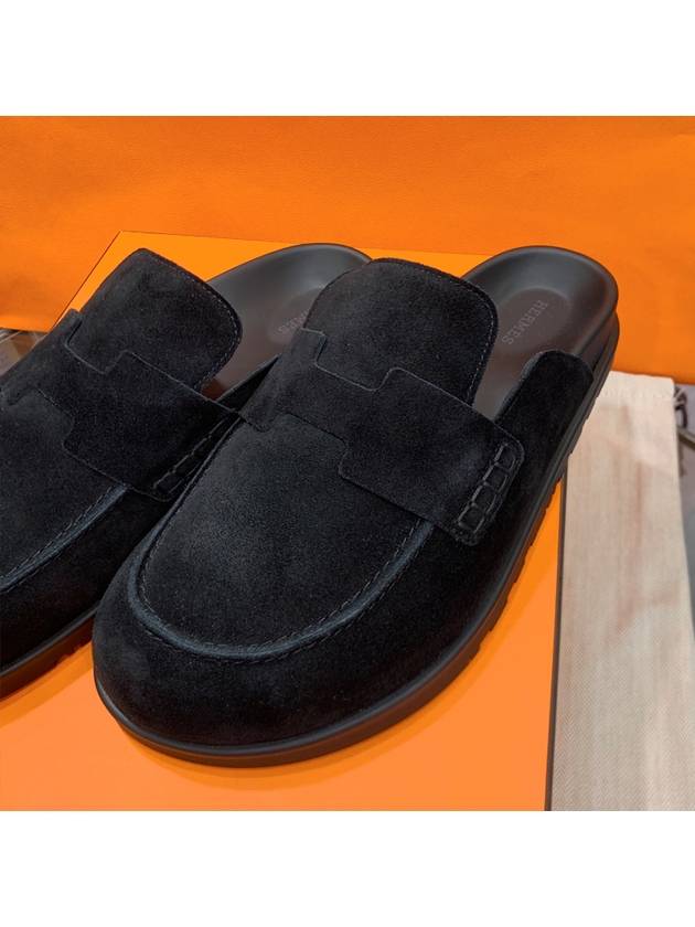 Men s Go Mule Suede Calfskin Black - HERMES - BALAAN 4