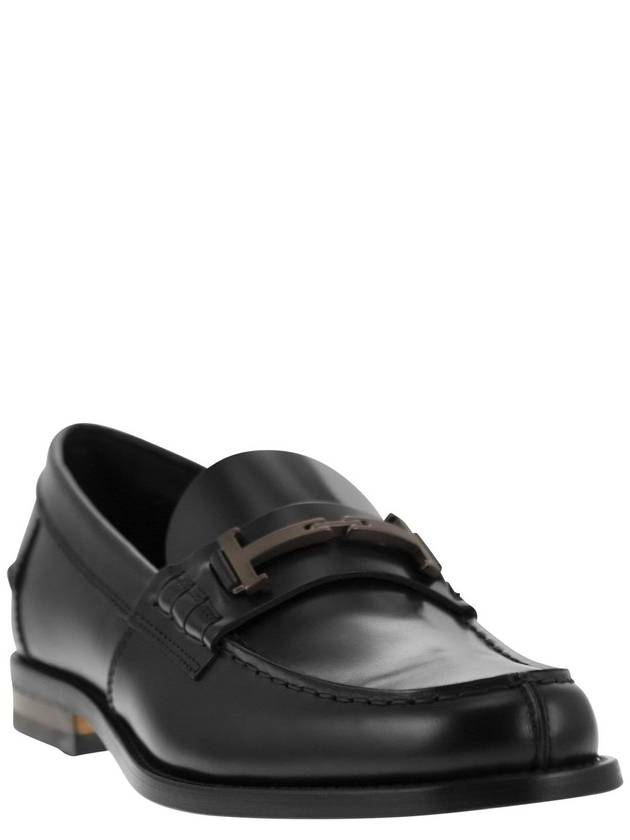 Double T Leather Loafers Black - TOD'S - BALAAN 3