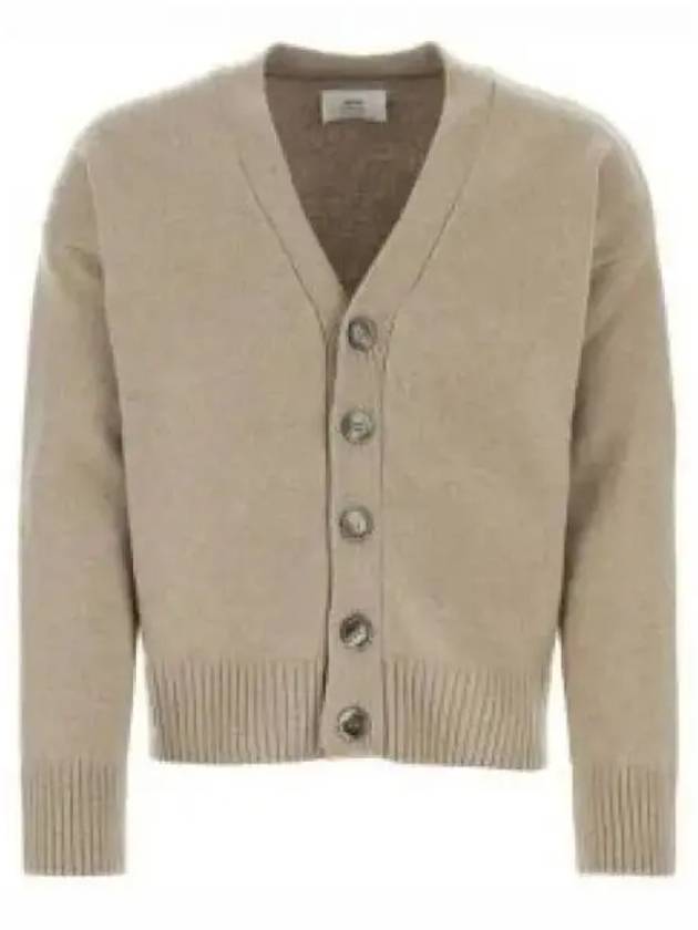 Wool Cashmere Cardigan Beige - AMI - BALAAN 2