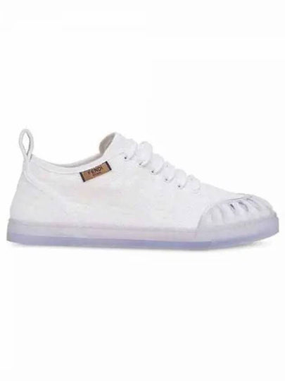 Women's FF Logo Canvas Low Top Sneakers White - FENDI - BALAAN 2