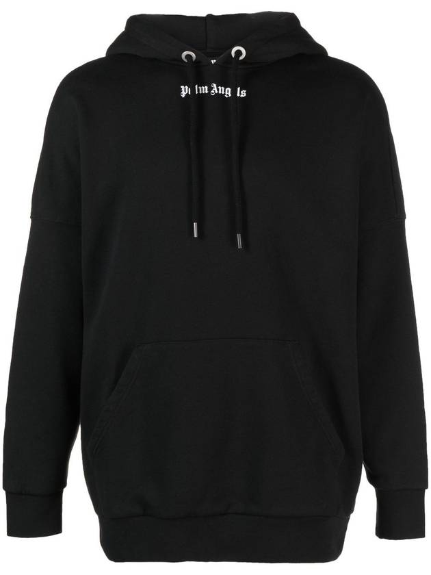 Logo Print Cotton Hoodie Black - PALM ANGELS - BALAAN 1