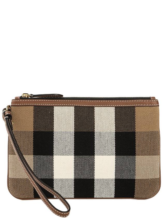 New Peyton Check Canvas Strap Clutch Bag Brown - BURBERRY - BALAAN 2