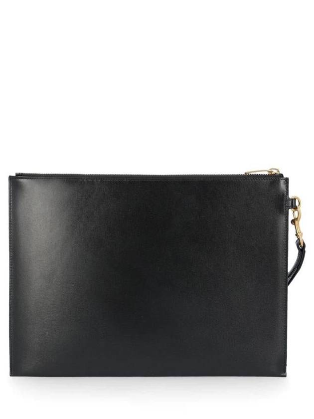 Tiny Cassandre Shiny Leather Zip Tablet Clutch Bag Black - SAINT LAURENT - BALAAN 3