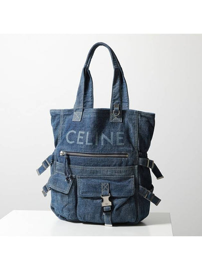 Logo Denim Tote Bag Blue - CELINE - BALAAN 2