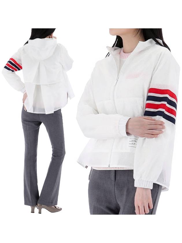 4 Bar Ripstop Polyamide Windbreaker White - THOM BROWNE - BALAAN 2