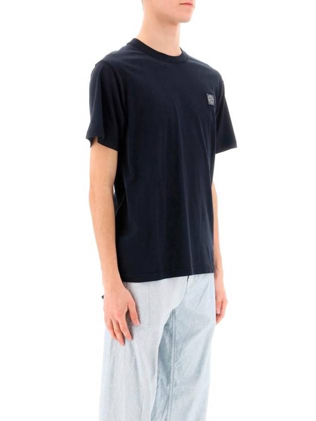 Organic Cotton Short Sleeve T-Shirt Navy - STONE ISLAND - BALAAN 3