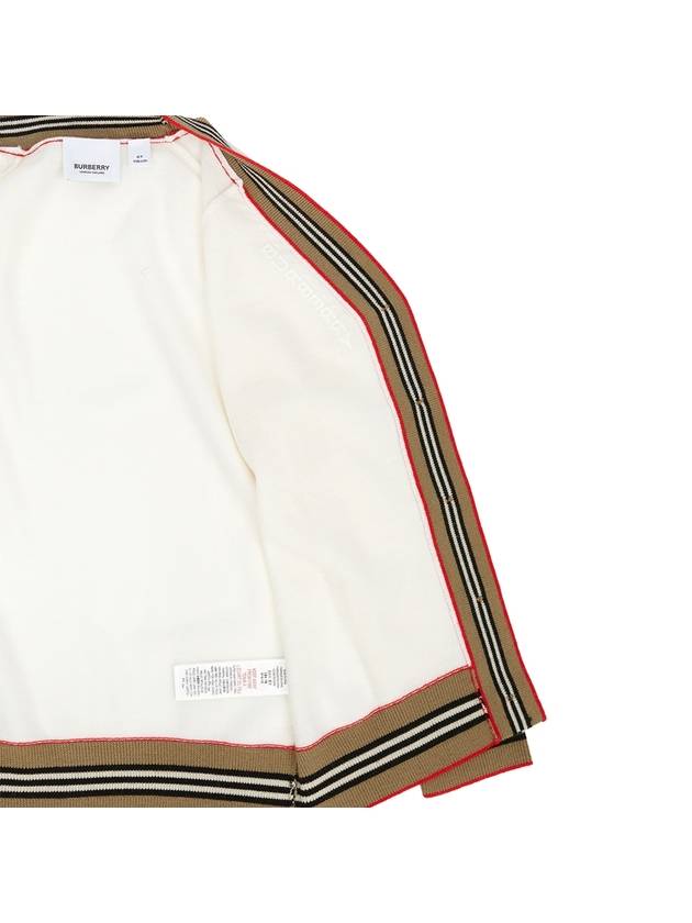 Kids Icon Stripe Trim Wool Cardigan Ivory - BURBERRY - BALAAN 8