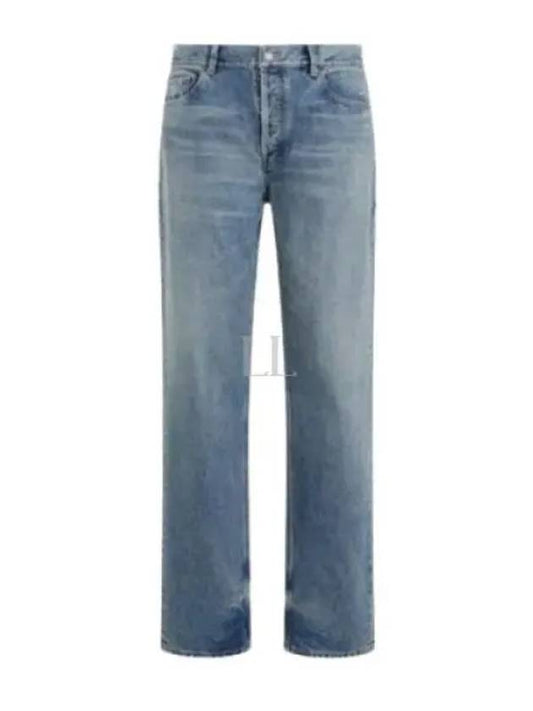 Cotton Straight Leg Jeans Blue - SAINT LAURENT - BALAAN 2