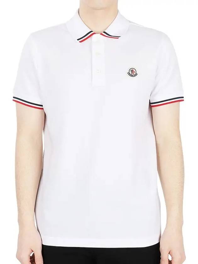 Men's Logo Patch ThreeStripe Line PK Short Sleeve White 8A00015 899UR 002 - MONCLER - BALAAN 2