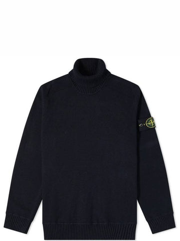 Waffen Patch Cotton Knit Turtleneck Navy - STONE ISLAND - BALAAN 1