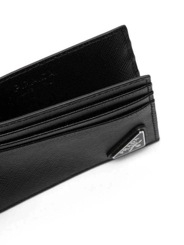 Triangle Logo Saffiano Card Wallet Black - PRADA - BALAAN 4