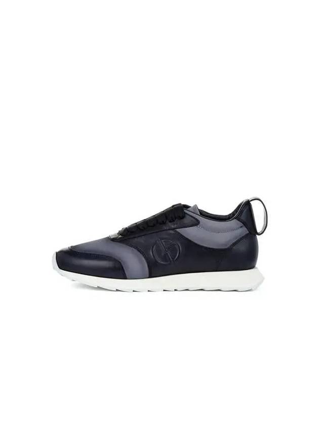 Men s Embossed Logo Overlay Sneakers Navy 270058 - GIORGIO ARMANI - BALAAN 1