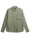 Regular Clean Linen Long Sleeve Shirt Oil Green - J.LINDEBERG - BALAAN 2