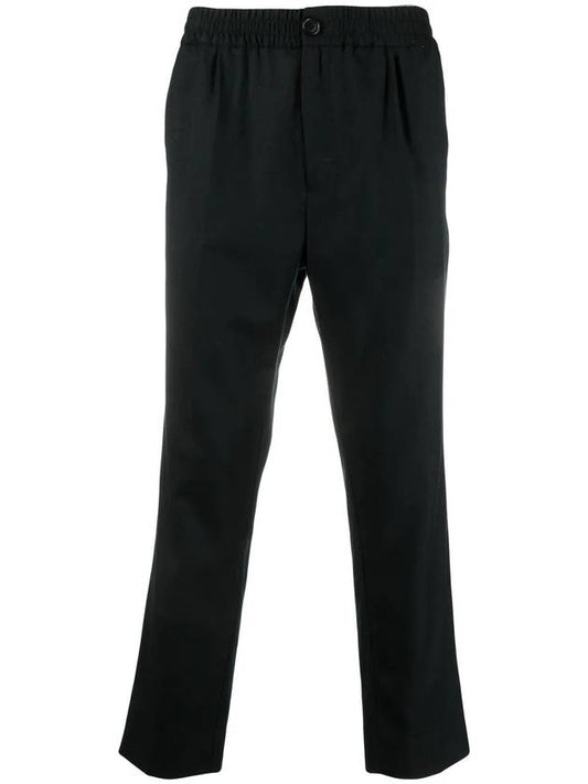 waist band straight pants black - AMI - BALAAN.