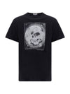 Men's Moon Skull Print Short Sleeve T-Shirt Black - ALEXANDER MCQUEEN - BALAAN 1