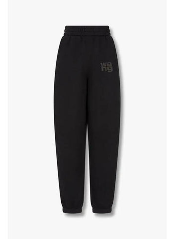 Puff Logo Warm Jogger Pants Black - ALEXANDER WANG - BALAAN 1