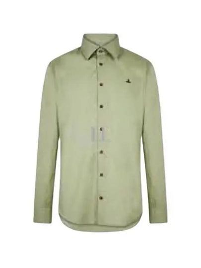 Men's Embroidered ORB Long Sleeve Shirt  Light Green - VIVIENNE WESTWOOD - BALAAN 2