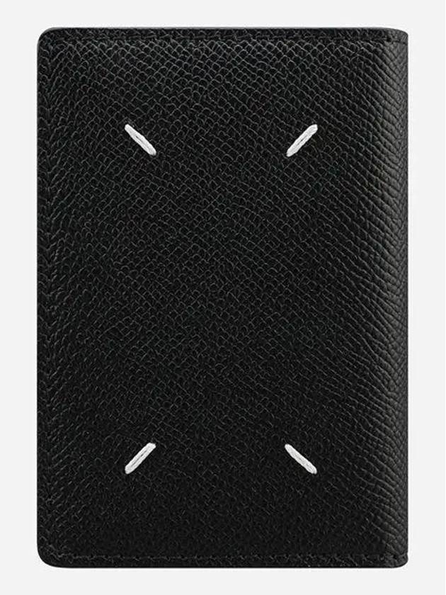 Stitched Bi-Fold Leather Card Wallet Black - MAISON MARGIELA - BALAAN 2