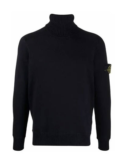 Waffen Patch Cotton Knit Turtleneck Navy - STONE ISLAND - BALAAN 2