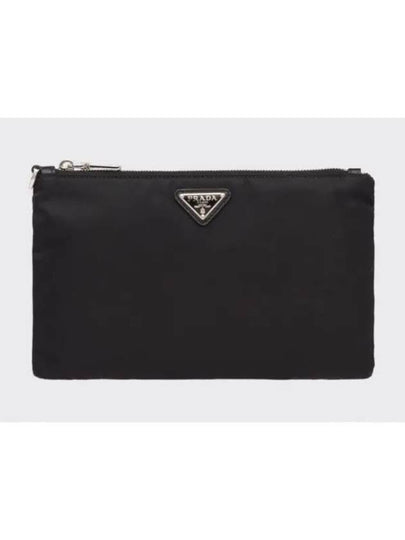 Saffiano Leather Strap Nylon Clutch Bag Black - PRADA - BALAAN 2