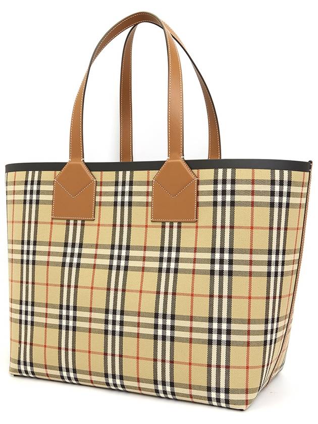 Check Large London Cotton Tote Bag Brown - BURBERRY - BALAAN 4