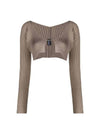 La Maille Pralu Micro Charm Logo Cardigan Dark Beige - JACQUEMUS - BALAAN 1