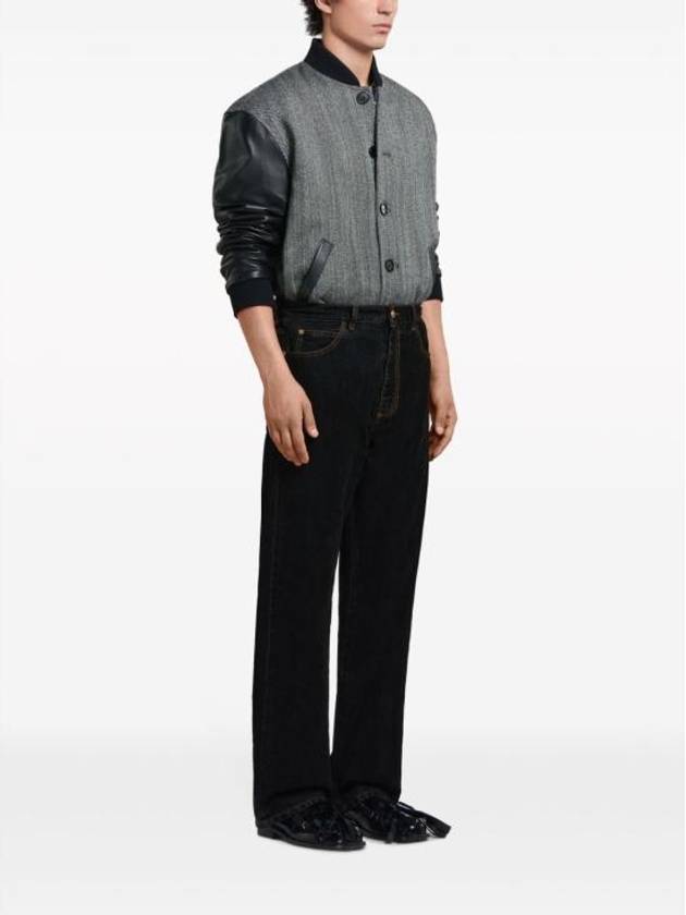 Flocked Denim Straight Jeans Black - MARNI - BALAAN 6