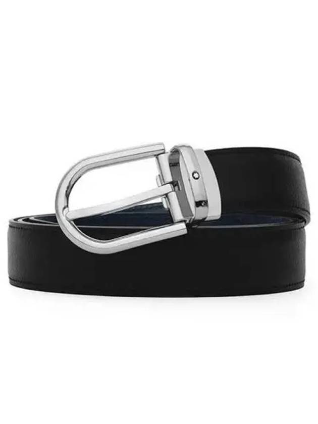 Metal Glossy Palladium Buckle Leather Belt Black - MONTBLANC - BALAAN 2