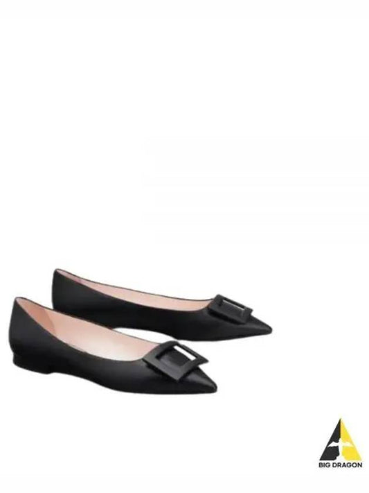 Women's Gometine Buckle Soft Leather Ballerina Flats Black - ROGER VIVIER - BALAAN 2