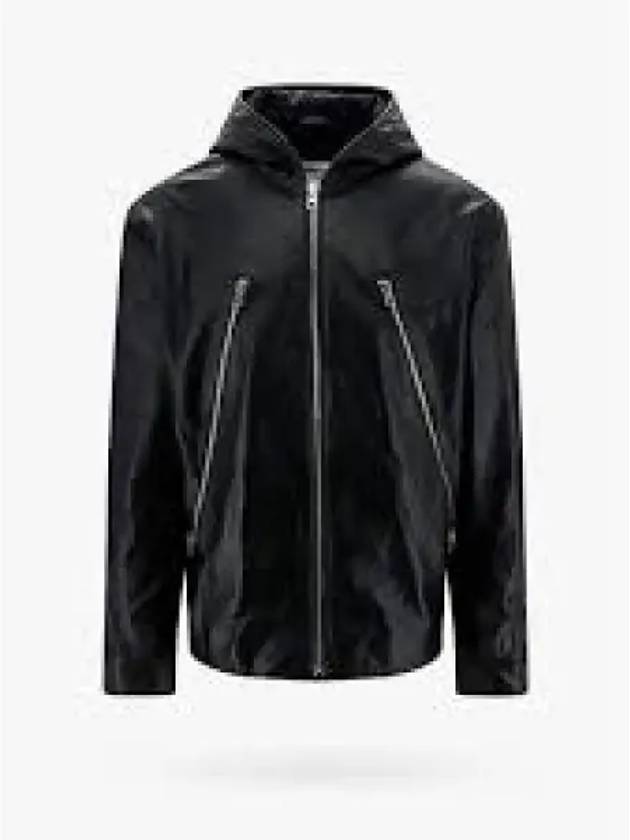 Zipper Hooded Leather Jacket Black - MAISON MARGIELA - BALAAN 2